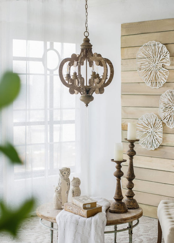 English Elm 3 Light Whitewash Fir Wood Drum Chandelier Iron Accents Farmhouse Foyer Dining W2078137919