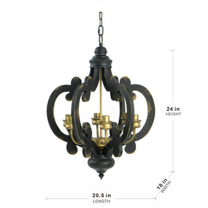 English Elm 3 Light Whitewash Fir Wood Drum Chandelier Iron Accents Farmhouse Foyer Dining W2078137918