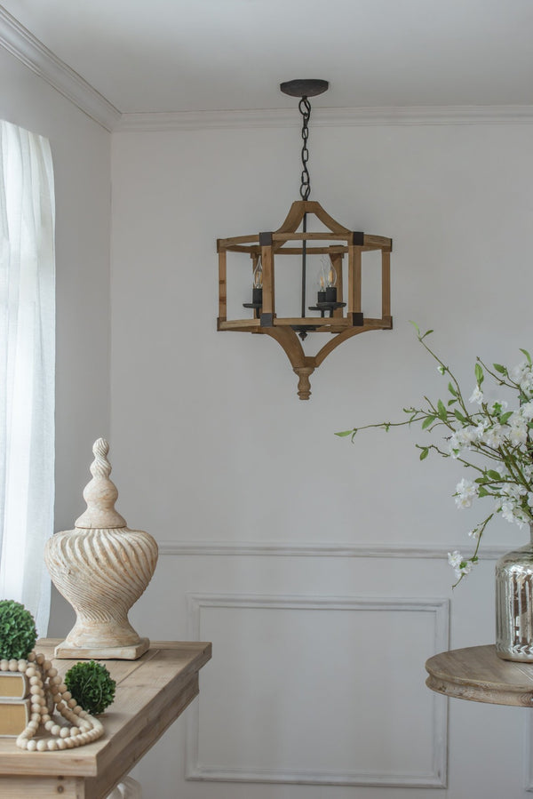 English Elm 3 Light Whitewash Fir Wood Drum Chandelier Iron Accents Farmhouse Foyer Dining W2078137925