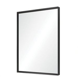 English Elm 36x24inch Black Rectangle Bathroom Mirror with Beveled Edge, Ruler Mount, Rustproof Aluminum Frame W2091127006