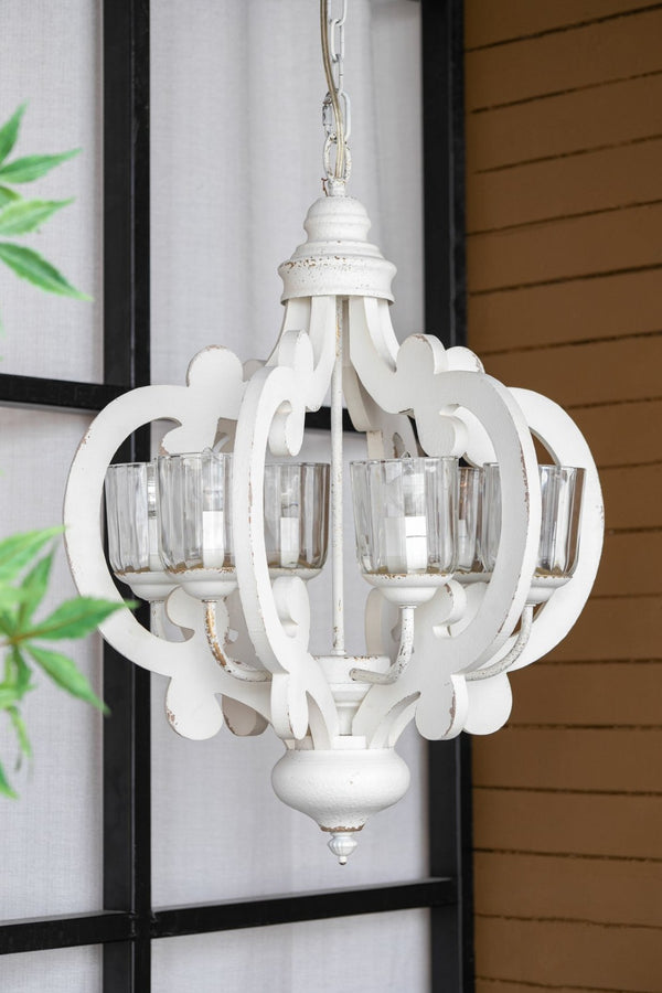 English Elm 3 Light Whitewash Fir Wood Drum Chandelier Iron Accents Farmhouse Foyer Dining W2078137921