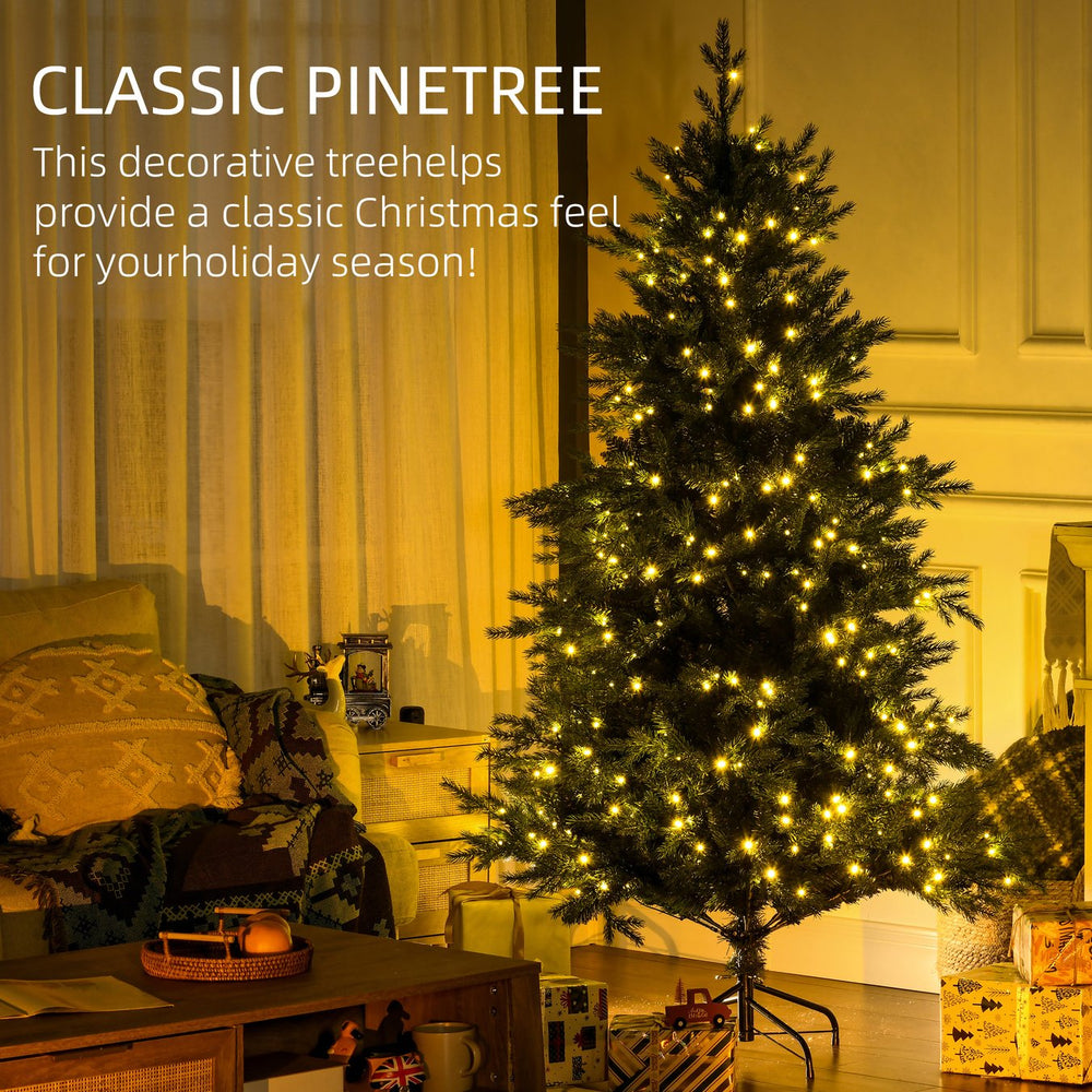 English Elm HOMCOM 6ft Prelit Artificial Christmas Tree with 400 Warm LEDs, 2328 Branches, Auto-Open, 8 Modes W2225137786
