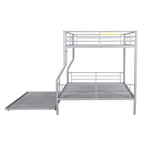 English Elm Full Xl Over Queen Iron Bunk Bed with Trundle Three Sleeping Surfaces Chrome Frame LT000259AAN