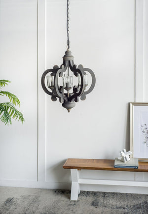 English Elm 3 Light Whitewash Fir Wood Drum Chandelier Iron Accents Farmhouse Foyer Dining W2078137920