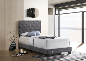 English Elm Charming Velvet Twin Bed with Hidden Storage Drawers, Casual Solid Frame, Easy Assembly Comfort Gray 24.6 L x 44 W x 5.5 H B078108002