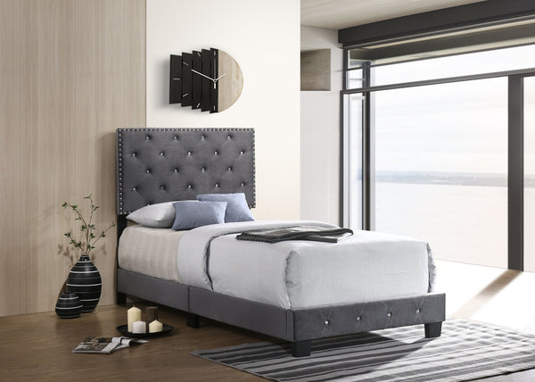 English Elm Charming Velvet Twin Bed with Hidden Storage Drawers, Casual Solid Frame, Easy Assembly Comfort Gray 24.6 L x 44 W x 5.5 H B078108002
