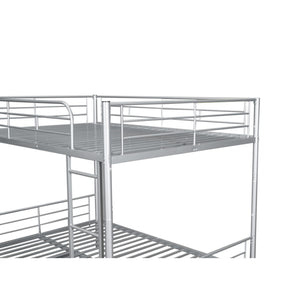 English Elm Full Over Iron Bunk Bed with Pull Out Trundle Three Sleeper Kids Guest Room Silver LT000249AAN