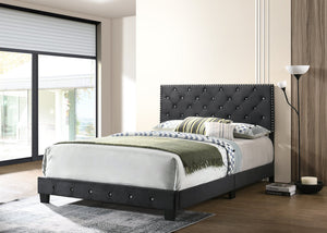 English Elm Elegant Velvet Full Bed Frame with Sturdy Support, Transitional Design, Easy Assembly, Modern Appeal Black 25 L x 66 W x 5.5 H B078108028