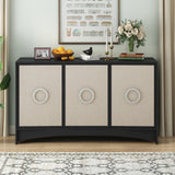 Curved Storage Cabinet with 3 Doors, Adjustable Shelves for a Luxurious Touch