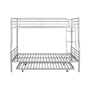 English Elm Full Xl Over Queen Iron Bunk Bed with Trundle Three Sleeping Surfaces Chrome Frame LT000259AAN