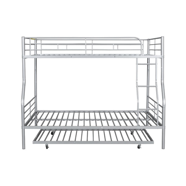 English Elm Full Xl Over Queen Iron Bunk Bed with Trundle Three Sleeping Surfaces Chrome Frame LT000259AAN