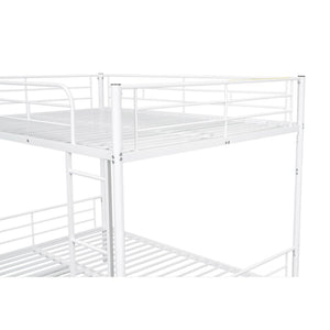 English Elm Full Over Iron Bunk Bed with Pull Out Trundle Three Sleeper Kids Guest Room LT000249AAK