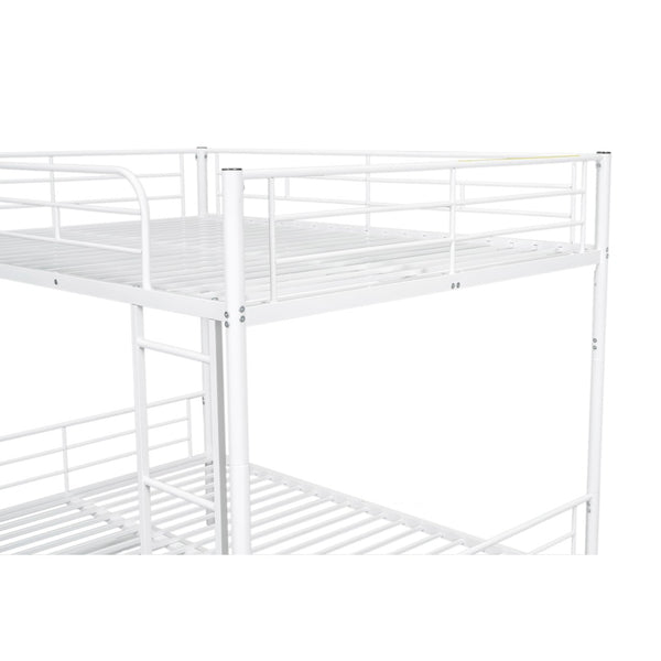 English Elm Full Over Iron Bunk Bed with Pull Out Trundle Three Sleeper Kids Guest Room LT000249AAK