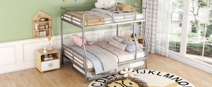 English Elm Full Xl Over Queen Iron Bunk Bed with Trundle Three Sleeping Surfaces Chrome Frame LT000259AAN