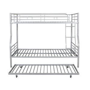 English Elm Full Xl Over Queen Iron Bunk Bed with Trundle Three Sleeping Surfaces Chrome Frame LT000259AAN