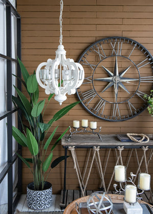 English Elm 3 Light Whitewash Fir Wood Drum Chandelier Iron Accents Farmhouse Foyer Dining W2078137921