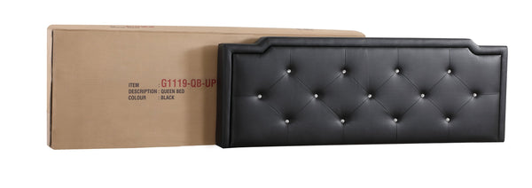 English Elm Sleek Tufted Full Bed with Adjustable Height Headboard, Modern Upholstered Frame for Comfort and Style Black 5.5 L x 22.5 W x 59.5 H B078118229