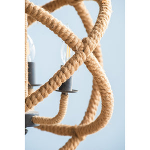 English Elm 3-light Hemp Rope Globe Chandelier Iron Frame Farmhouse Fixture for Dining Entryway W2078137922