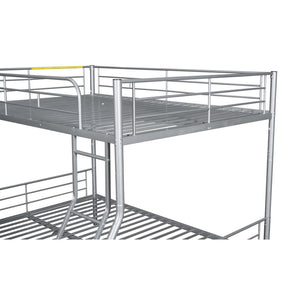 English Elm Full Xl Over Queen Iron Bunk Bed with Trundle Three Sleeping Surfaces Chrome Frame LT000259AAN