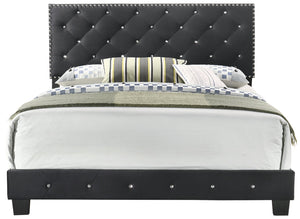 English Elm Elegant Velvet Full Bed Frame with Sturdy Support, Transitional Design, Easy Assembly, Modern Appeal Black 25 L x 66 W x 5.5 H B078108028