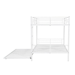 English Elm Full Over Iron Bunk Bed with Pull Out Trundle Three Sleeper Kids Guest Room LT000249AAK