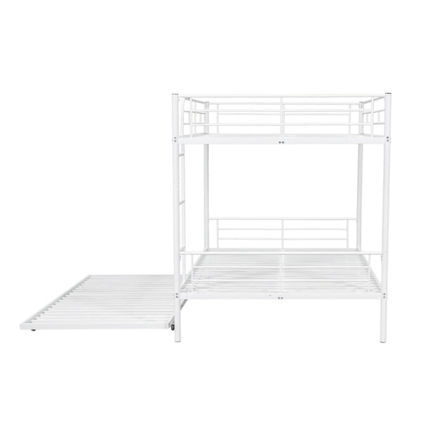 English Elm Full Over Iron Bunk Bed with Pull Out Trundle Three Sleeper Kids Guest Room LT000249AAK