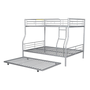 English Elm Full Xl Over Queen Iron Bunk Bed with Trundle Three Sleeping Surfaces Chrome Frame LT000259AAN