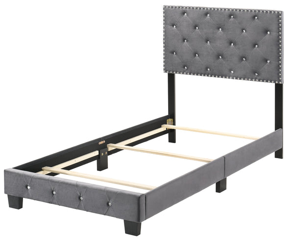 English Elm Charming Velvet Twin Bed with Hidden Storage Drawers, Casual Solid Frame, Easy Assembly Comfort Gray 24.6 L x 44 W x 5.5 H B078108002