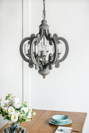 English Elm 3 Light Whitewash Fir Wood Drum Chandelier Iron Accents Farmhouse Foyer Dining W2078137920