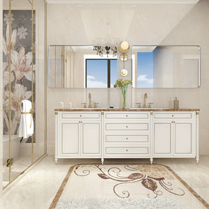 English Elm 40X30Inch Brushed Silver Rounded Corner Wall Mirror - Modern Design For Elegant Bathroom Decor W2091126976