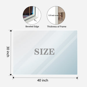 English Elm 40x30inch Beveled Bathroom Mirror with Aluminum Frame, HD Float Glass, Ruler for Easy Mounting Vertical/Horizontal W2091128136