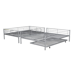 English Elm Full Xl Over Queen Iron Bunk Bed with Trundle Three Sleeping Surfaces Chrome Frame LT000259AAN