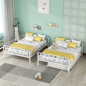 English Elm Full Over Iron Bunk Bed with Pull Out Trundle Three Sleeper Kids Guest Room LT000249AAK