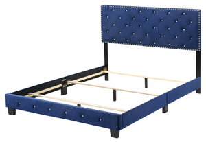 English Elm Stunning Navy Blue Velvet Full Bed with 48"H Headboard, Durable Support, Easy Assembly, Cozy Style B078108018