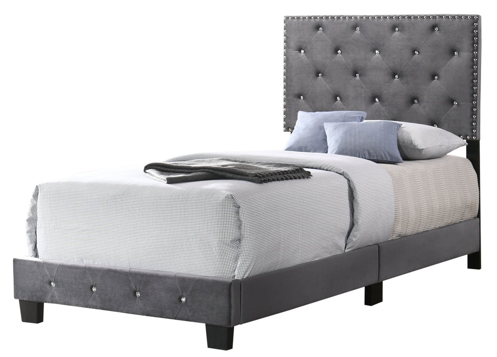 English Elm Charming Velvet Twin Bed with Hidden Storage Drawers, Casual Solid Frame, Easy Assembly Comfort Gray 24.6 L x 44 W x 5.5 H B078108002