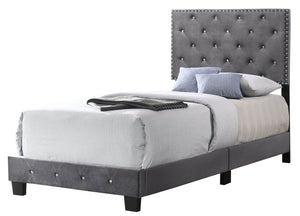 English Elm Charming Velvet Twin Bed with Hidden Storage Drawers, Casual Solid Frame, Easy Assembly Comfort Gray 24.6 L x 44 W x 5.5 H B078108002