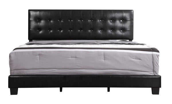 English Elm Stylish Tufted Headboard Queen Bed with Adjustable Height, Sturdy Slats & One-Box Easy Delivery Black 5.5 L x 66 W x 25 H B078112146