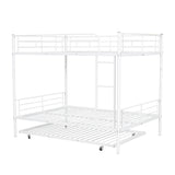Hearth and Haven Full over Full Metal Bunk Bed with Ladder and Trundle, White LT000249AAK
