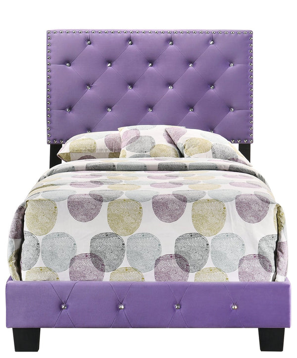 English Elm Charming Velvet Twin Bed with Hidden Storage Drawers, Casual Solid Frame, Easy Assembly Comfort Purple 24.6 L x 44 W x 5.5 H B078108007