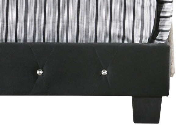 English Elm Elegant Velvet Full Bed Frame with Sturdy Support, Transitional Design, Easy Assembly, Modern Appeal Black 25 L x 66 W x 5.5 H B078108028