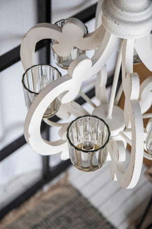English Elm 3 Light Whitewash Fir Wood Drum Chandelier Iron Accents Farmhouse Foyer Dining W2078137921