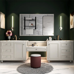 English Elm 40x30inch Beveled Bathroom Mirror with Aluminum Frame, HD Float Glass, Ruler for Easy Mounting Vertical/Horizontal W2091128136