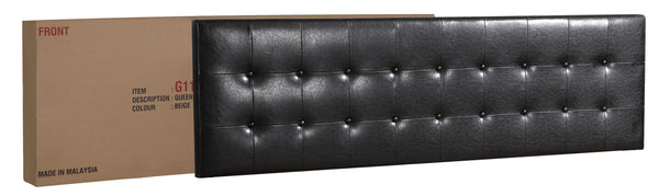English Elm Stylish Tufted Headboard Queen Bed with Adjustable Height, Sturdy Slats & One-Box Easy Delivery Black 5.5 L x 66 W x 25 H B078112146