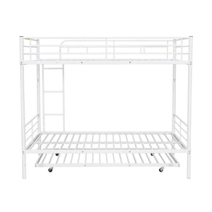 English Elm Full Over Iron Bunk Bed with Pull Out Trundle Three Sleeper Kids Guest Room LT000249AAK