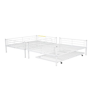 English Elm Full Over Iron Bunk Bed with Pull Out Trundle Three Sleeper Kids Guest Room LT000249AAK