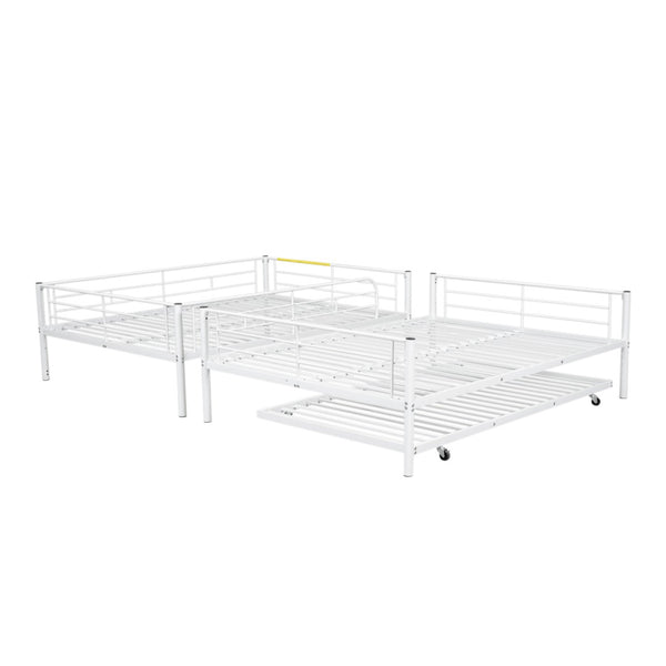 English Elm Full Over Iron Bunk Bed with Pull Out Trundle Three Sleeper Kids Guest Room LT000249AAK