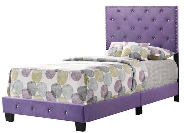 English Elm Charming Velvet Twin Bed with Hidden Storage Drawers, Casual Solid Frame, Easy Assembly Comfort Purple 24.6 L x 44 W x 5.5 H B078108007