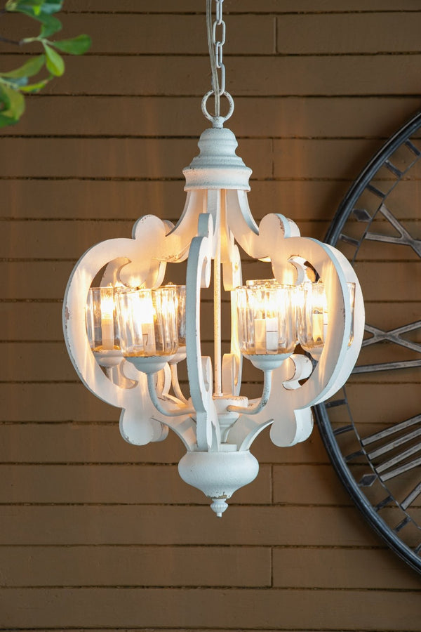 English Elm 3 Light Whitewash Fir Wood Drum Chandelier Iron Accents Farmhouse Foyer Dining W2078137921
