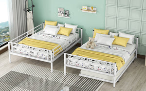 English Elm Full Over Iron Bunk Bed with Pull Out Trundle Three Sleeper Kids Guest Room LT000249AAK