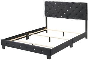 English Elm Elegant Velvet Full Bed Frame with Sturdy Support, Transitional Design, Easy Assembly, Modern Appeal Black 25 L x 66 W x 5.5 H B078108028